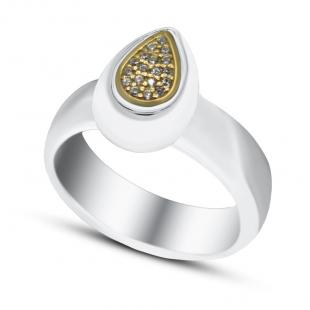 Серебряное кольцо<br> 010184-231/C1-113, куб.цирконий, керамика