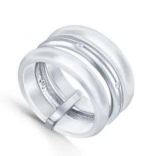 Серебряное кольцо<br> 01SR2070A-130, керамика, куб.цирконий
