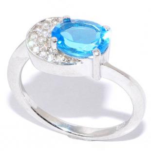 Серебряное кольцо<br> 210042-32-156, топаз "swiss blue", куб.цирконий