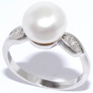 Серебряное кольцо<br> 21QSIBB00688A-19-98, жемчуг (культ.), куб.цирконий