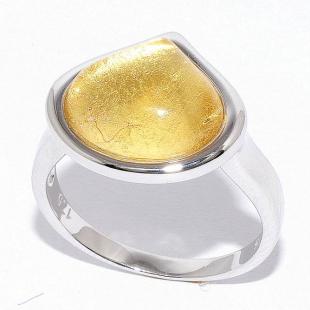 Серебряное кольцо<br> 21R2194CGS-133, сусальное золото, смола ювелирная