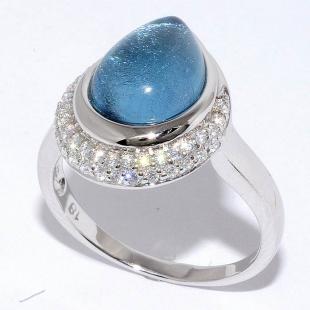 Серебряное кольцо<br> 21R2195CGBSS-133, сусальное серебро, смола ювелирная, куб.цирконий