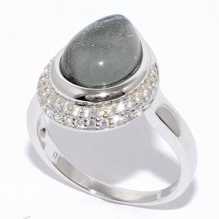 Серебряное кольцо<br> 21R2195CGGSS-133, сусальное серебро, смола ювелирная, куб.цирконий
