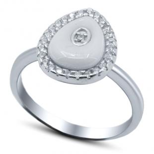 Серебряное кольцо<br> 21SET10462A-113, керамика, куб.цирконий