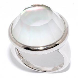 Серебряное кольцо<br> 21SR000941C-1A-96, перламутр, смола ювелирная