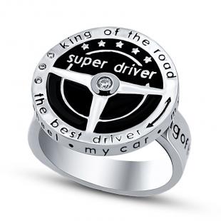Серебряное кольцо<br> 21U002W-148, эмаль, куб.цирконий