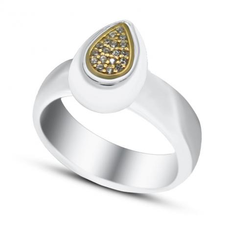 Серебряное кольцо, вставка: куб.цирконий, керамика, арт.:010184-231/c1-113, SilverWings, рис. 1
