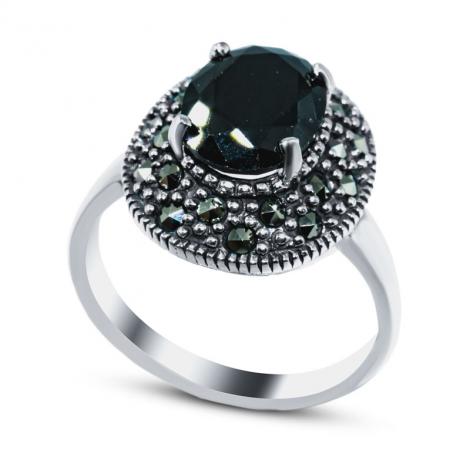 Серебряное кольцо, вставка: куб.цирконий, марказит, арт.:210006-39-257, SilverWings, рис. 1