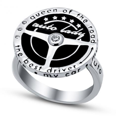 Серебряное кольцо, вставка: эмаль, куб.цирконий, арт.:21w002w-148, SilverWings, рис. 1