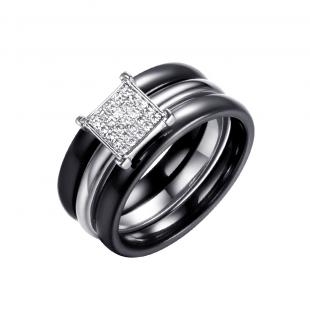 Кольцо<br> 0120911243AB, керамика, куб.цирконий