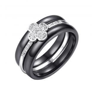 Кольцо<br> 0120911245AB, керамика, куб.цирконий