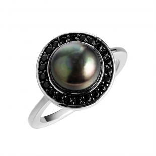 Кольцо<br> 0120911261B, жемчуг (культ.), шпинель синт.