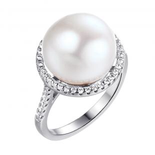 Кольцо<br> 0120911330A, жемчуг (культ.), куб.цирконий
