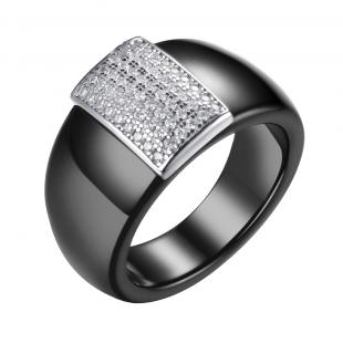 Кольцо<br> 0120911363AB, керамика, куб.цирконий