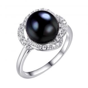 Кольцо<br> 0120911495B, жемчуг (культ.), куб.цирконий