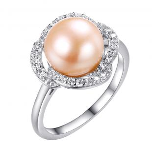 Кольцо<br> 0120911495O, жемчуг (культ.), куб.цирконий