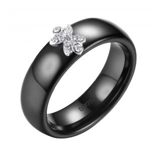 Кольцо<br> 0120911558AB, керамика, куб.цирконий