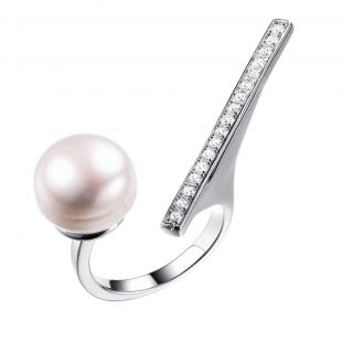 Кольцо<br> 0120911614A, жемчуг (культ.), куб.цирконий