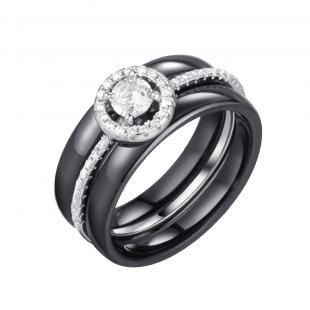 Кольцо<br> 0120911728AB, керамика, куб.цирконий