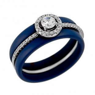 Кольцо<br> 0120911728C-M, керамика матовая, куб.цирконий