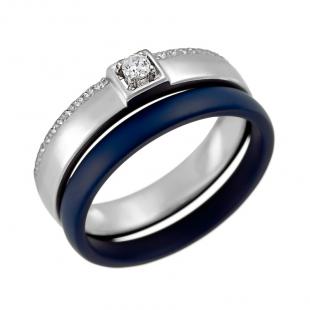 Кольцо<br> 0120911790C-M, керамика матовая, куб.цирконий