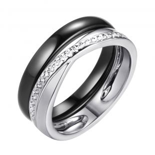 Кольцо<br> 0120911798AB, керамика, куб.цирконий