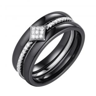 Кольцо<br> 0120911812AB, керамика, куб.цирконий