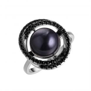 Кольцо<br> 0120911896B, жемчуг (культ.), шпинель синт.