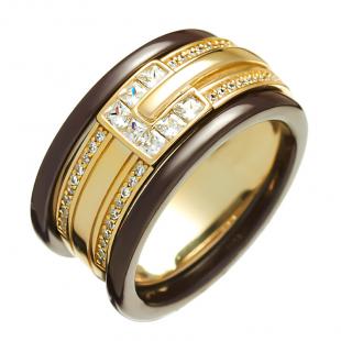 Кольцо<br> 0120912108GP-P, керамика, куб.цирконий