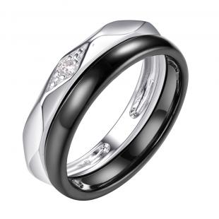Кольцо<br> 0120912148AB, керамика, куб.цирконий
