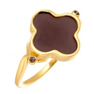 Кольцо<br> 0120912186GP-P-M, керамика матовая, куб.цирконий