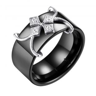 Кольцо<br> 0120912359AB, керамика, куб.цирконий