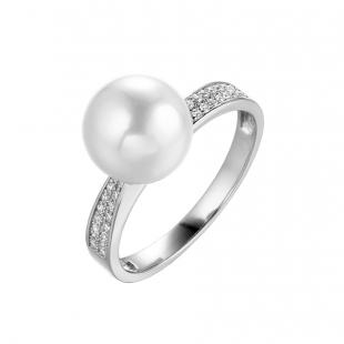 Кольцо<br> 0120912448A, жемчуг (культ.), куб.цирконий