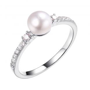 Кольцо<br> 0120912657A, жемчуг (культ.), куб.цирконий
