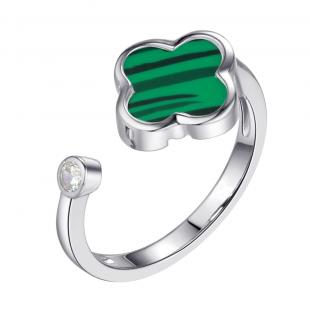 Кольцо<br> 0120912941E, малахит и., куб.цирконий