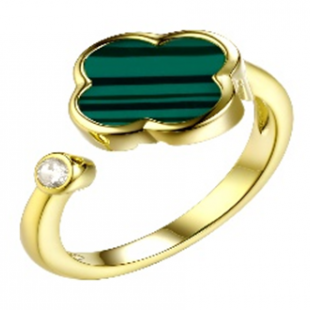 Кольцо<br> 0120912941GP, малахит, куб.цирконий