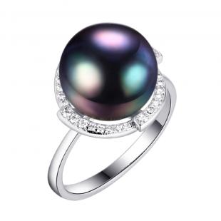 Кольцо<br> 0120913309B, жемчуг (культ.), куб.цирконий