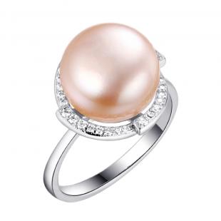 Кольцо<br> 0120913309O, жемчуг (культ.), куб.цирконий