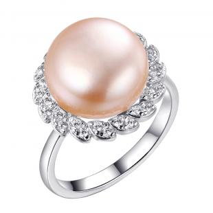 Кольцо<br> 0120913411O, жемчуг (культ.), куб.цирконий