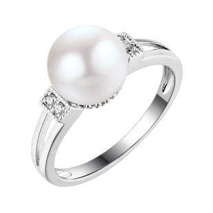 Кольцо<br> 0120913597A, жемчуг (культ.), куб.цирконий