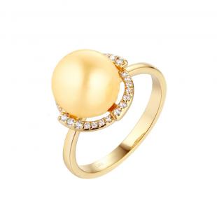 Кольцо<br> 0120913600816GP-U, жемчуг, куб.цирконий