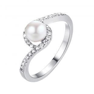 Кольцо<br> 0120913747A, жемчуг (культ.), куб.цирконий
