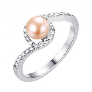 Кольцо<br> 0120913747O, жемчуг (культ.), куб.цирконий