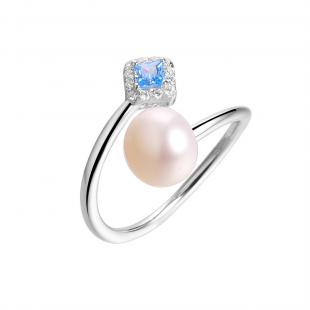 Кольцо<br> 0120913770A, жемчуг (культ.), куб.цирконий