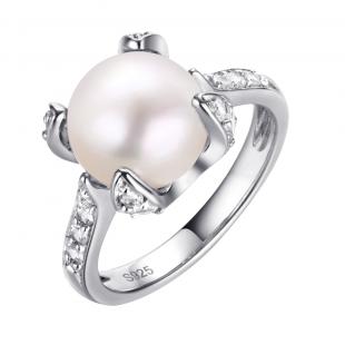 Кольцо<br> 0120913909A, жемчуг (культ.), куб.цирконий