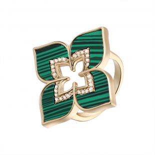 Кольцо<br> 0120914003GP-E, куб.цирконий, малахит и.