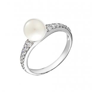 Кольцо<br> 0120935303A, жемчуг (культ.), куб.цирконий