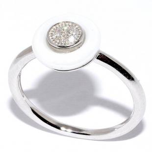 Серебряное кольцо<br> 01SR1158A-130, керамика, куб.цирконий