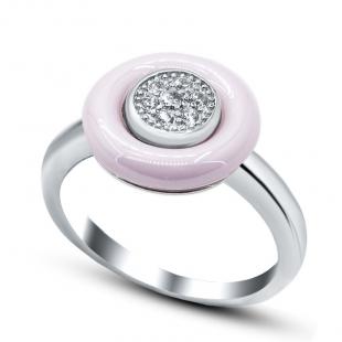 Серебряное кольцо<br> 01SR1158O-130, керамика, куб.цирконий