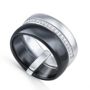 Серебряное кольцо<br> 01SR2077B-130, керамика, куб.цирконий